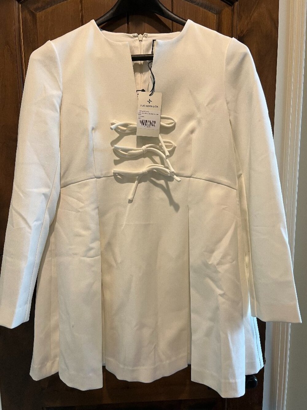 White Crepe Blair Bow Coat Dress